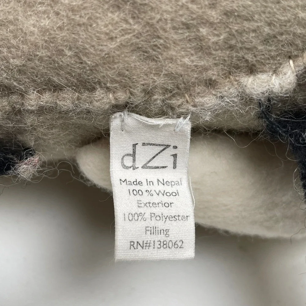 DZi Woolies Nepal Wool Raccoon Plush Pillow Handmade‎ Felt Artisan Crafted Decor